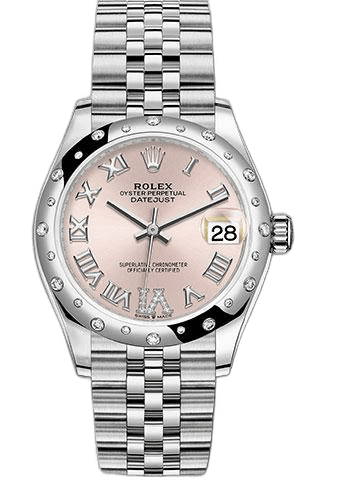 Rolex Datejust 31 White Rolesor — Pink Roman Diamond-6 Dial with 24-Diamond Domed Bezel