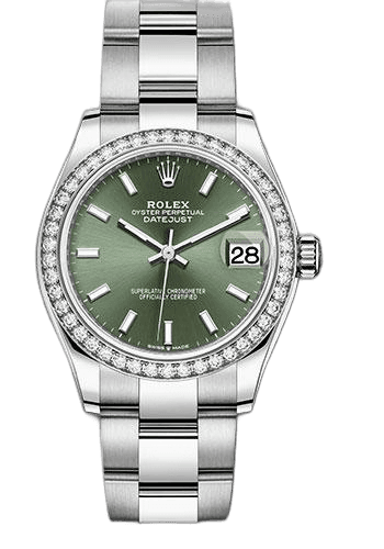 Rolex Datejust 31 White Rolesor — Mint Green Diamond Index Dial | Ref. 278384RBR