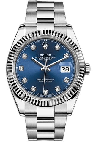 Rolex Datejust White Rolesor Fluted Bezel — Blue Diamond Dial | Ref. 126334