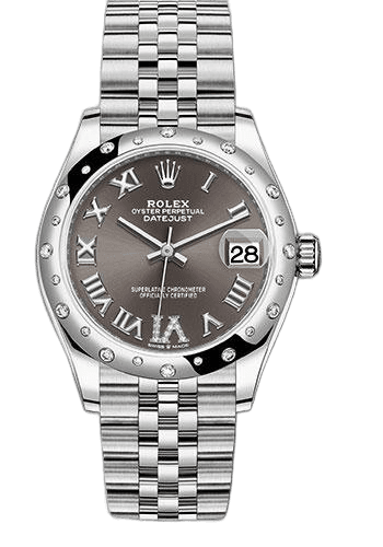 Rolex Datejust White Rolesor — Dark Grey Roman Diamond Dial, 24-Diamond Bezel | Ref. N/A