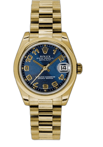 Rolex Datejust 31 Yellow Gold — Blue Concentric Circle Arabic Dial | Ref. 178248