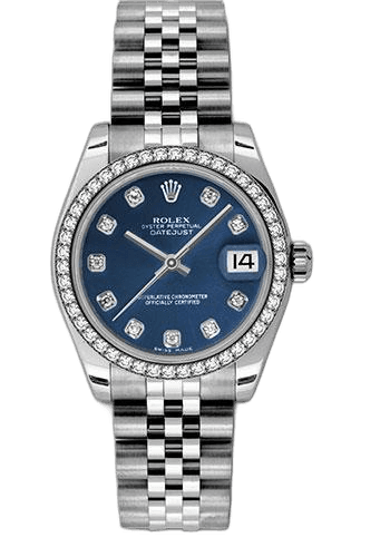 Rolex Datejust 31 White Rolesor — Blue Diamond Dial, 46-Diamond Bezel | Ref. 178384