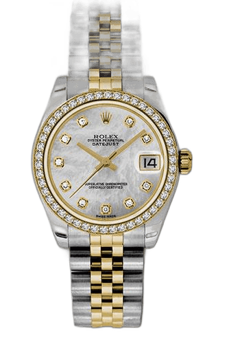 Rolex Datejust 31 Yellow Rolesor — Mother-of-Pearl Diamond Dial, 46-Diamond Bezel | Ref. 178383