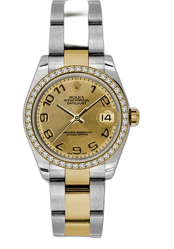 Rolex Datejust Yellow Rolesor — Champagne Concentric Circle Arabic Dial | Ref. 178383