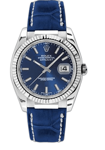 Rolex Datejust 36 White Gold — Fluted Bezel Blue Index | Ref. 116139