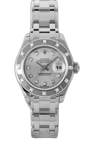 Rolex Datejust Pearlmaster 29 White Gold — Silver Diamond Dial, 12 Diamond Bezel | Ref. 80319