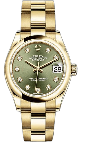 Rolex Datejust 31 Yellow Gold — Olive Green Diamond Dial | Ref. 278248