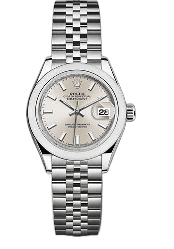 Rolex Lady-Datejust 28 Steel — Silver Index Dial Domed Bezel | Ref. 279160