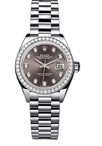 Rolex Datejust Platinum — Dark Grey Diamond Dial | Ref. 279136RBR