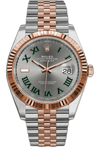 Rolex Datejust 41 Everose Rolesor — Slate Gray Green Roman Dial, Fluted Bezel | Ref. 126331