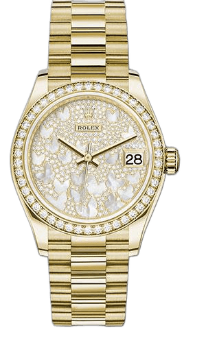 Rolex Datejust 31 Yellow Gold — Diamond Bezel Paved Mother-of-Pearl Butterfly Dial | Ref. 278288RBR