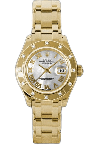 Rolex Pearlmaster 29 Yellow Gold — Mother-of-Pearl Roman Diamond Bezel | Ref. 80318