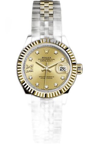 Rolex Lady-Datejust 28 Yellow Rolesor — Champagne Diamond Star Dial | Ref. 279173