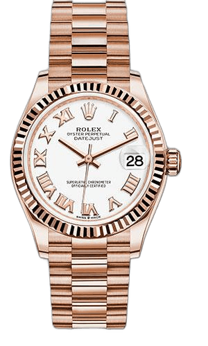 Rolex Datejust 31 Gold — Fluted Bezel, White Roman Dial | Ref. 278275