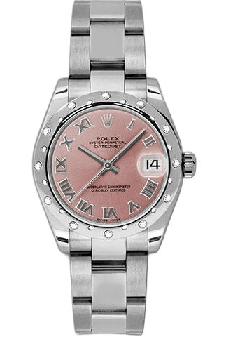 Rolex Datejust 31 White Rolesor — Pink Roman Dial with 24-Diamond Bezel | Ref. 178344
