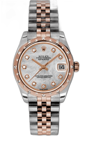 Rolex Datejust Everose Rolesor — 24-Diamond Bezel White Mother-of-Pearl Diamond Dial | Ref. 178341