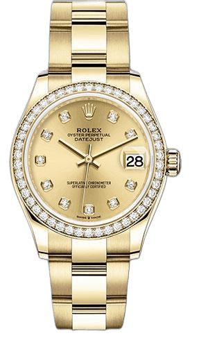Rolex Datejust 31 Yellow Gold — Diamond Bezel Champagne Diamond Dial | Ref. 278288RBR