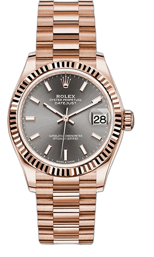 Rolex Datejust 31 Gold — Fluted Bezel Rhodium Index Dial | Ref. 278275