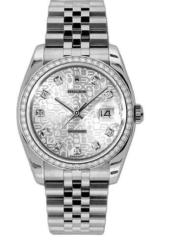 Rolex Datejust 36 White Rolesor — Silver Diamond Jubilee Dial, 52-Diamond Bezel | Ref. 116244