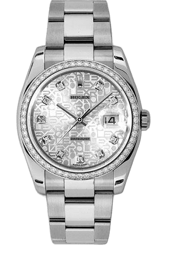 Rolex Datejust 36 White Rolesor — Silver Jubilee Diamond Dial, 52-Diamond Bezel | Ref. 116244