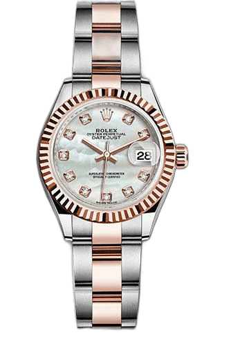 Rolex Datejust Everose Rolesor — Fluted Bezel White Mother-of-Pearl Diamond Dial | Ref. 279171