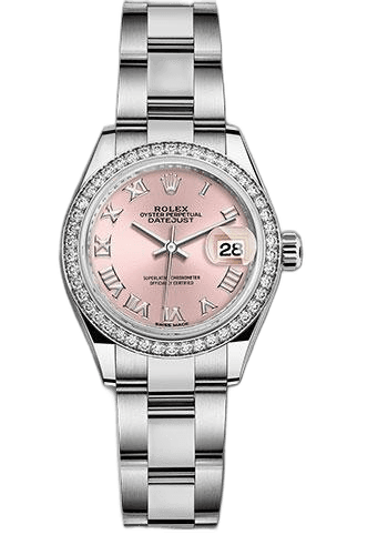 Rolex Datejust White Rolesor — Pink Roman Dial, 44-Diamond Bezel | Ref. 279384RBR