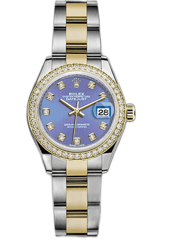 Rolex Lady-Datejust Yellow Rolesor — Lavender Diamond Dial, Diamond Bezel | Ref. 279383RBR