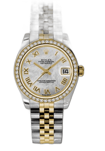 Rolex Datejust 31 Yellow Rolesor — 46-Diamond Bezel Mother-of-Pearl Roman Dial | Ref. 178383
