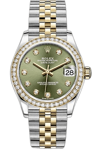 Rolex Datejust Yellow Rolesor — Diamond Bezel Olive Green Diamond Dial | Ref. 278383RBR