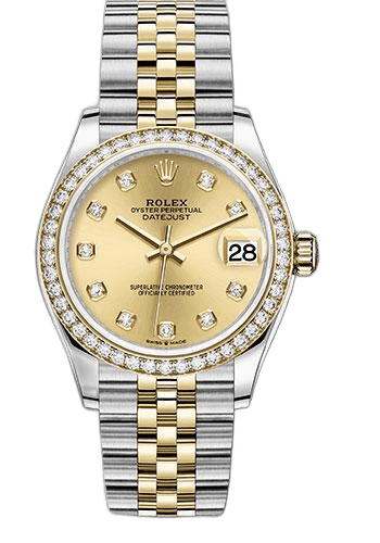 Rolex Datejust 31 Yellow Rolesor — Champagne Diamond Dial, Diamond Bezel, Jubilee Bracelet | Ref. 278383RBR