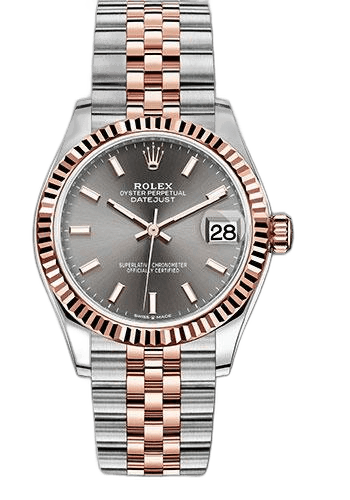 Rolex Datejust 31 Everose Rolesor — Fluted Bezel Dark Rhodium Index | Ref. 278271