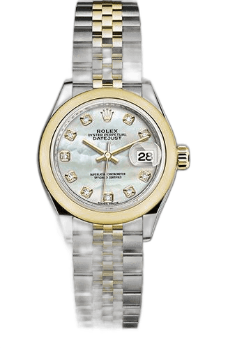 Rolex Datejust 28 Yellow Rolesor — White Mother-of-Pearl Diamond Dial | Ref. 279163