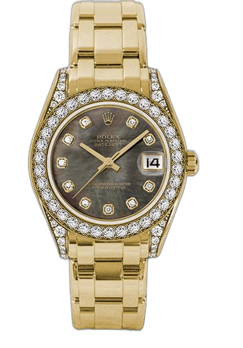 Rolex Datejust Yellow Gold — Black Mother-of-Pearl Diamond Dial | Ref. 81158