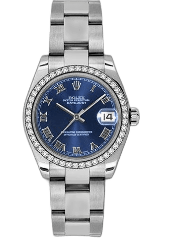 Rolex Datejust 31 White Rolesor — Blue Roman Dial, 46-Diamond Bezel | Ref. 178384