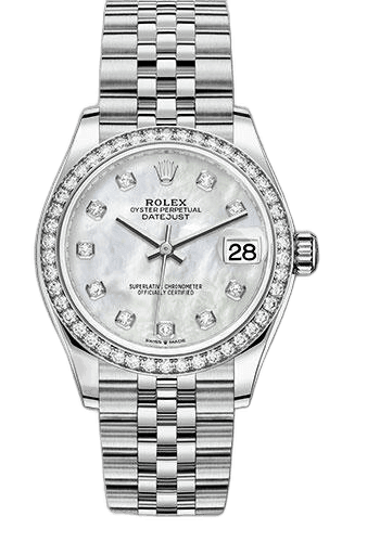 Rolex Datejust White Rolesor — White Mother-of-Pearl Diamond Dial | Ref. 278384RBR