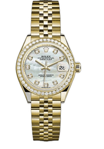 Rolex Lady-Datejust 28 Yellow Gold — 44-Diamond Bezel, Mother-of-Pearl Diamond Dial | Ref. 279138RBR