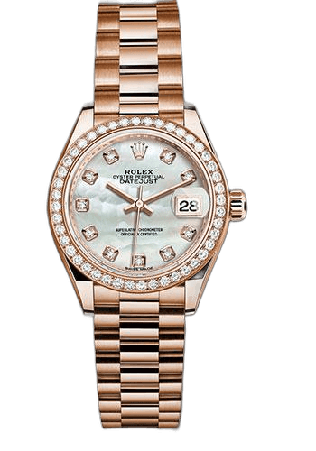 Rolex Lady-Datejust 28 Everose Gold — Mother-of-Pearl Diamond Dial | Ref. 279135RBR