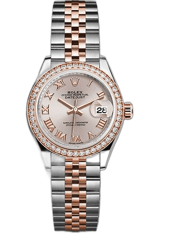 Rolex Lady-Datejust Everose Rolesor Diamond Bezel — Sundust Roman Dial | Ref. 279381RBR