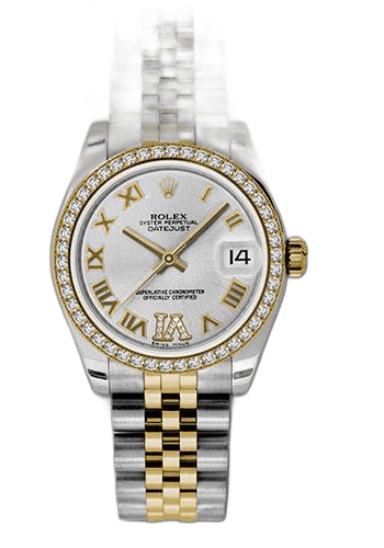 Rolex Datejust 31 Yellow Rolesor — Silver Diamond Dial, 46-Diamond Bezel | Ref. 178383