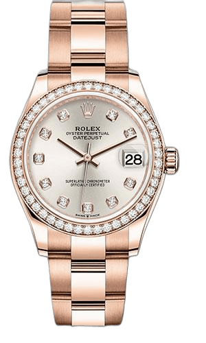 Rolex Datejust 31 Gold — Diamond Bezel Silver Diamond Dial | Ref. 278285RBR