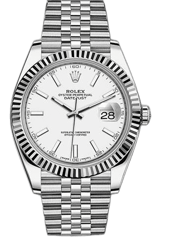 Rolex Datejust 41 White Rolesor — Fluted Bezel White Index Dial | Ref. 126334