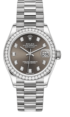 Rolex Datejust 31 White Gold — Dark Grey Roman Dial, Diamond Bezel | Ref. 278289RBR