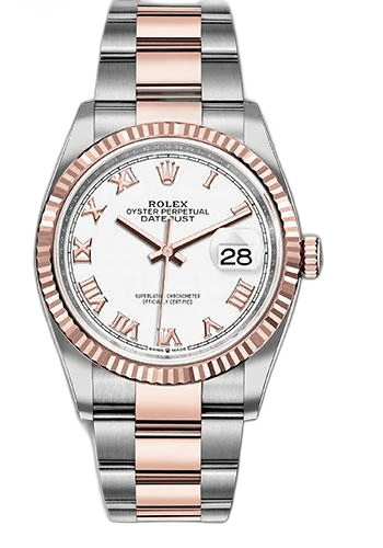 Rolex Datejust Everose Rolesor — Fluted Bezel, White Roman Dial | Ref. 126231