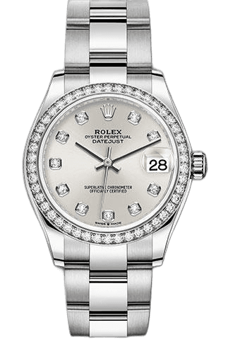 Rolex Datejust 31 White Rolesor — Silver Diamond Dial, Diamond Bezel | Ref. 278384RBR