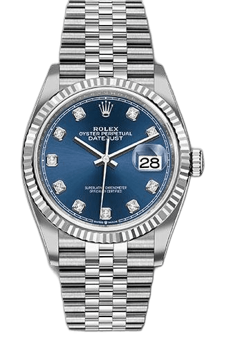 Rolex Datejust Steel — Fluted Bezel Blue Diamond Dial | Ref. 126234