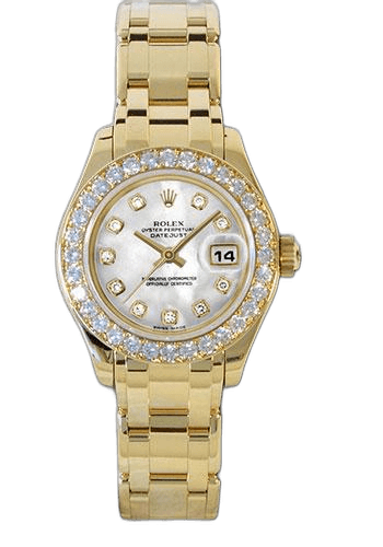 Rolex Datejust 29 Yellow Gold — Mother-of-Pearl Diamond Dial, 32-Diamond Bezel | Ref. 80298