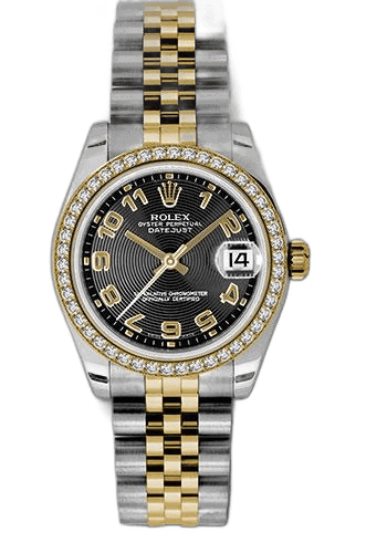Rolex Datejust 31 Yellow Rolesor — Black Concentric Circle Arabic Dial, 46-Diamond Bezel | Ref. 178383 (2)