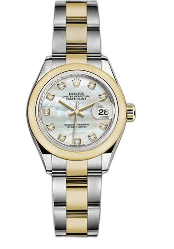 Rolex Lady-Datejust 28 Yellow Rolesor — White Mother-of-Pearl Diamond Dial | Ref. 279163 (2)
