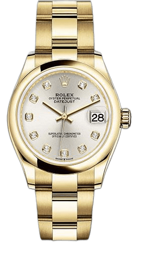 Rolex Datejust Yellow Gold Datejust 31 Watch - Domed Bezel - Silver Diamond Dial - Oyster Bracelet - 278248 sdo 31mm