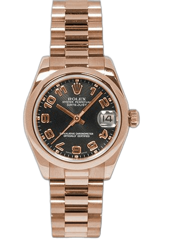 Rolex Datejust 31 Gold — Black Arabic Dial with Domed Bezel | Ref. 178245